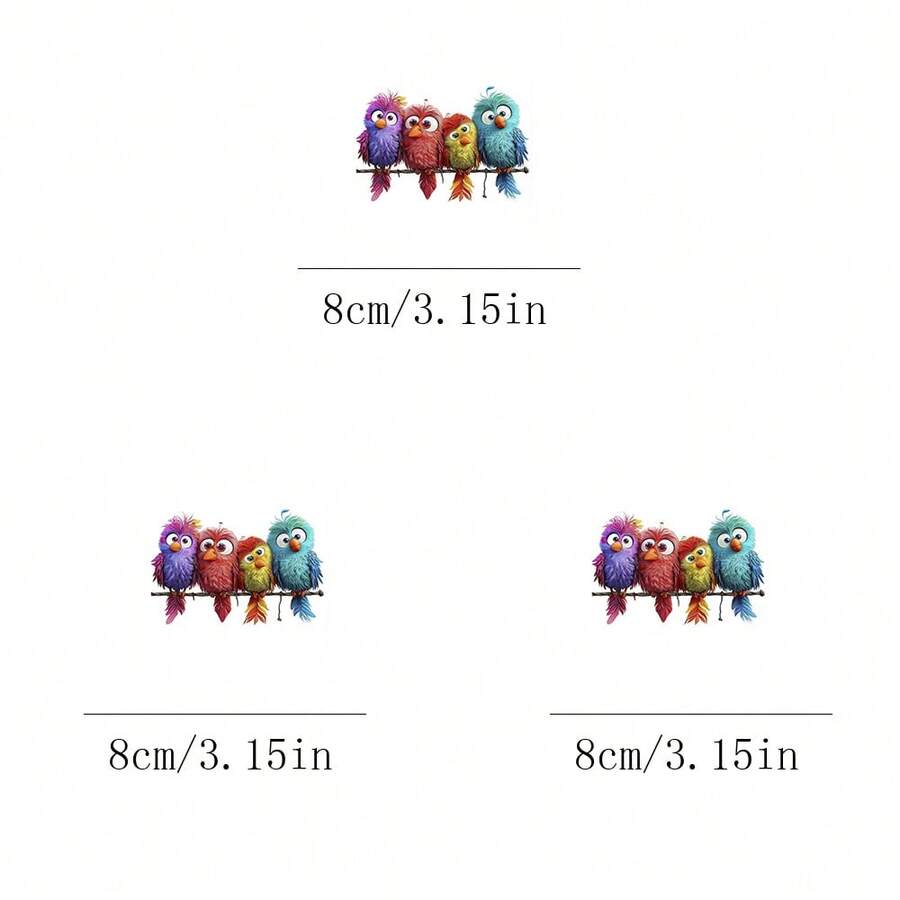 1pc/2pcs/3pcs Four Birds In A Row Heat Transfer Patch, Ironing And Washable, Suitable For T-Shirts, Jeans, Sweaters, Handbags, Pillows, Cushions - 3PCS-s - View 1