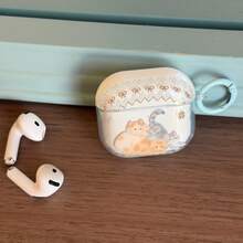 Sött halvtransparent blått hörlursfodral med 3 katter och hängande ring, lämpligt för AirPods Pro 2, härligt Apple 4 Simple 3 New 1/2 Generation Women Earphone Case - Babyblå - Visa 9