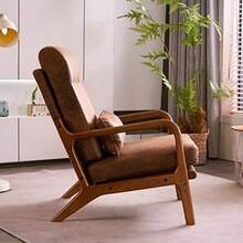 sillones para recamaraKarl Home Accent - Silla moderna de mediados de sio con almohada de tela bronceadora tapizada con marco de madera maciza y cojín suave para sala de estar recámara balcón café - marrón - Ver 4