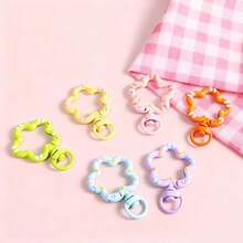 彩色手绘花朵造型按扣，DIY珠宝配件，批发珐琅金属戒指钥匙扣挂件 - 彩色 - 查看 7