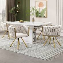 Velvet Lounge Chairs, Dining Chairs Set Of 4 Pieces, Living Room, Bedroom, Dining Room With Four Metal Support Legs, Beige, Grey. - Beige - View 1