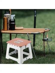 1 pieza aburete Plegable portátil con asa, Taburete de Plástico Antideslizante Reposapiés Compacto y Resistente Escalera Ligera Sillas Plegables Ideal para Baño Cocina Dormitorio Camping,portátil mini silla plegable al aire libre para adultos, silla de pesca portátil - Rosa Pálido - Ver 6