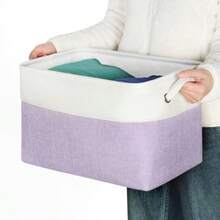 cubeta plegable de almacenamiento de tela con asas duraderas para organizar estantes cajones juego de 3 15 x 10 x 9.5 pulgadas color morado-B010 - Morado - Ver 6