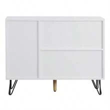 Modern Storage Unit, White And Wood-Look Sideboard With Drawer And Height-Adjustable Shelves (90 X 30 X 71.5 Cm) - Natural Color - View 6