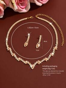 1 套时尚黑钻首饰套装、项链和耳环，适合女士晚会佩戴 - 銀色 - 查看 10