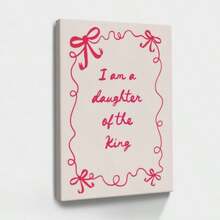 1 pza Póster "I am a daughter of the most high King", inspiracional, decoración de Pascua, cuadro de madera, póster vintage - Minimalista, moderno, estilo tipográfico, regalo ideal, decoración para sala, dormitorio u oficina, incluye herrajes - Vertical - Lienzo enmarcado - Ver 1