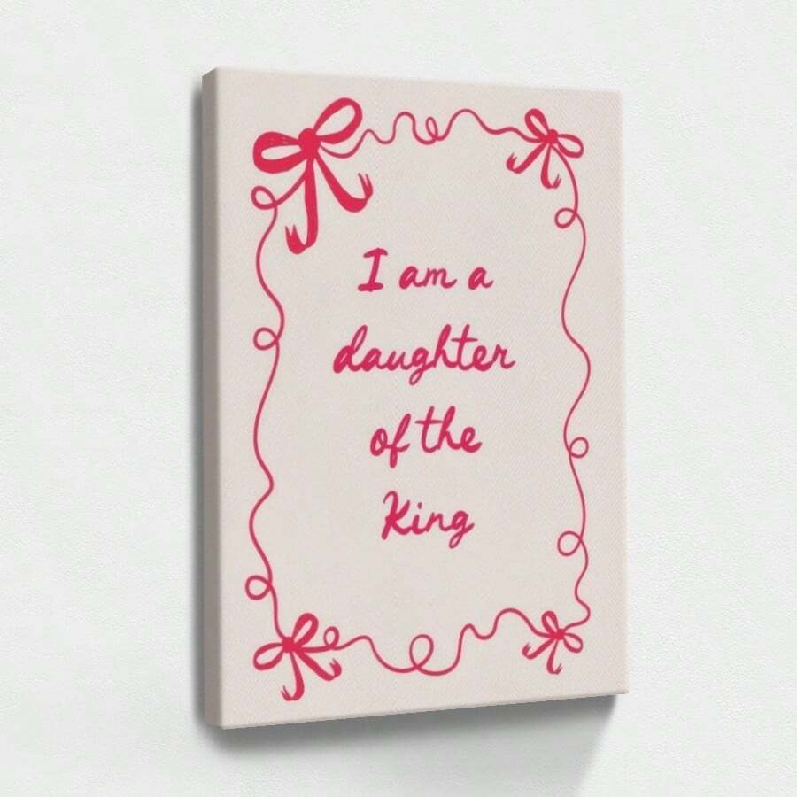 1 pza Póster "I am a daughter of the most high King", inspiracional, decoración de Pascua, cuadro de madera, póster vintage - Minimalista, moderno, estilo tipográfico, regalo ideal, decoración para sala, dormitorio u oficina, incluye herrajes - Vertical - Lienzo enmarcado - Ver 1