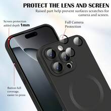 1 ốp lưng bảo vệ từ tính màu đen, chất liệu TPU mềm mờ cao cấp, chống rơi vỡ và chống trầy xước, tương thích với sạc không dây và các dòng máy Apple 17Pro/17ProMax/Air/17/16Pro/16ProMax/16Plus/16/16E/SE4/15Pro/15ProMax/15Plus/15/14Pro/14ProMax/14Plus/14/13Pro/13ProMax/13/12Pro/12ProMax/12/11ProMax/11/11Pro - màu đen - Xem 5