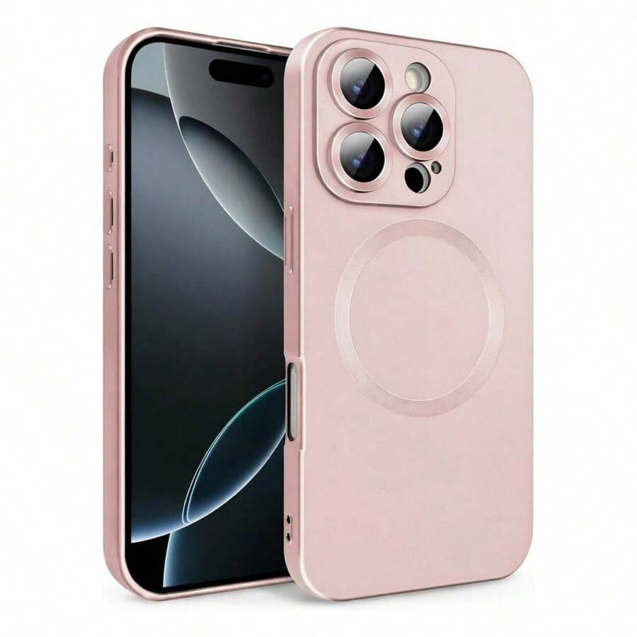 1个粉色磁吸保护壳，奢华金属哑光漆面，带摄像头镜头保护膜，柔软TPU材质，防摔防刮，兼容无线充电，适用于苹果17Pro/17ProMax/Air/17/16Pro/16ProMax/16Plus/16/16E/SE4/15Pro/15ProMax/15Plus/15/14Pro/14ProMax/14Plus/14/13Pro/13ProMax/13/12Pro/12ProMax/12/11ProMax/11/11Pro