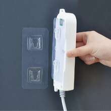 1 Set Plastic Wall Mounted Plug Holder, Self-Adhesive Cable Organizer, Router Sticker, Invisible Hanger Bracket, Suitable For Home And Office Use - A - View 7