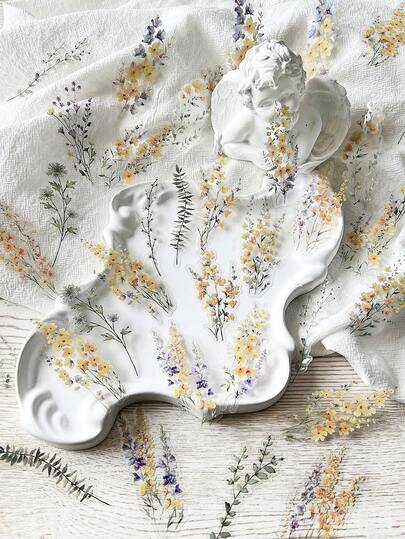 30 piezas/paquete Pegatinas con tema floral, pegatinas vintage creativas y estéticas, materiales decorativos de collage DIY, regalos para fiestas, suministros personalizados de scrapbooking y útiles escolares