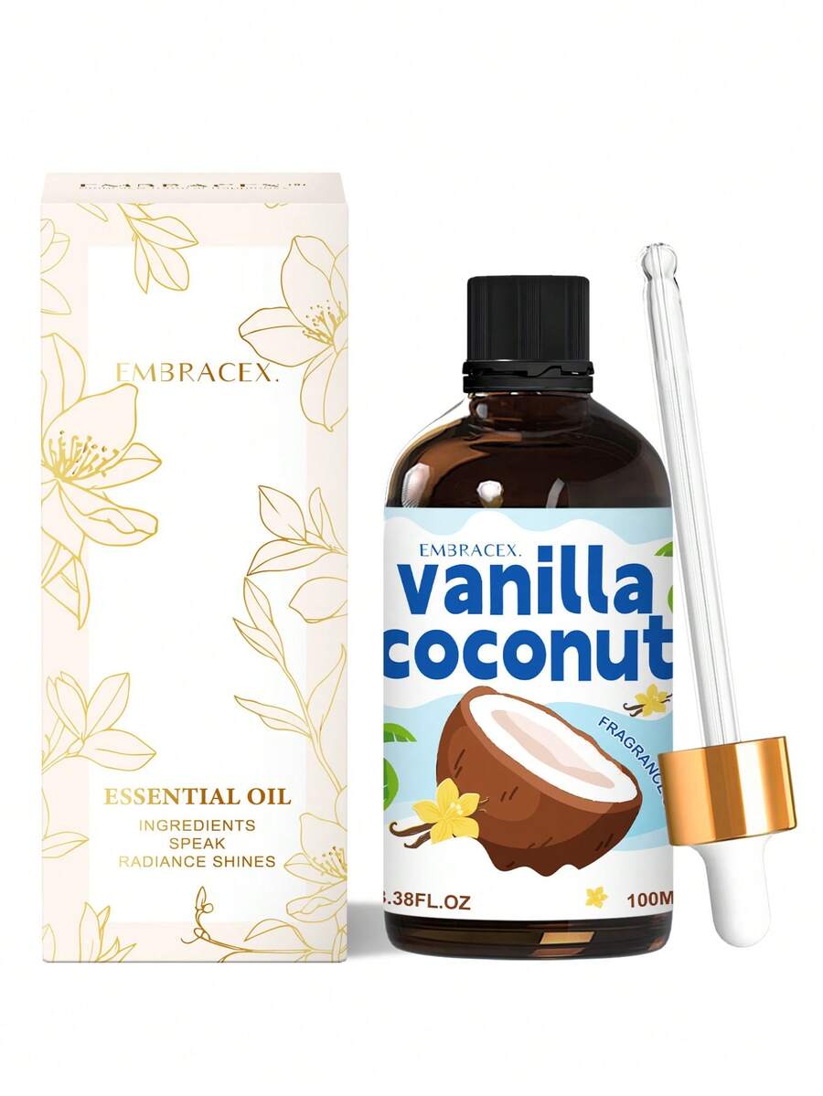EMBRACEX. 100ml Vanilla Coconut Essential Oil, With Dropper, Suitable For Making Candles, Diffusers, And Daily Use