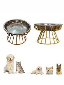 Metal Stand Cat Raised Feeder Bowl, Pet Food & Snack Elevated Feeding Tray, Small Cats & Dogs Dining Dish, Suitable For Max 16cm Diameter (Bowl Not Included) - Multicolor - View 2