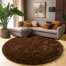 1 pieza Alfombra redonda suave y esponjosa - Alfombra de interior minimalista moderna de poliéster, alfombra tejida de punto, adecuada para sala de estar, dormitorio, sala de juegos, dormitorio, sofá, decoración de habitación de adolescente, área de estudio y entretenimiento - Fácil de limpiar, crea un ambiente acogedor - Beis - Ver 21