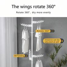 Adjustable Vertical Hanger, Independent Wardrobe Hanger With 6 Adjustable Hooks, Multi-Functional Hanger Bracket - White - View 2