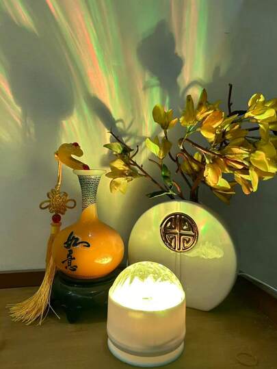 1pc Dreamlike Aurora Projection Lamp, Romantic Atmosphere Light, Warm And Romantic Decorative Bedside Night Light With Remote Control, Suitable For Bedroom, Living Room And Office Decor, Valentine's Day And Holiday Gift