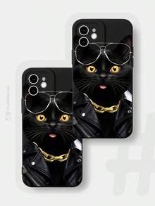 JURSUE 可爱卡哇伊时尚美学卡通趣味防震保护软手机壳，兼容 17 16 15 14 13 12 11 Pro Max SE 2020 X XR XS Ip 8 7 Plus HFF3350 - 黑色 - 查看 8