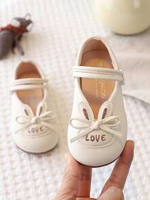 2026 Spring New Arrival, 1 Pair Soft Upper, Cute Rabbit Ear Design, Comfortable Mary Jane Flat Shoes - Beige - View 4