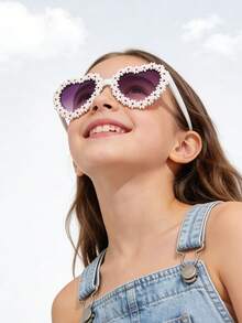 3副心形花瓣时尚眼镜，男女通用时尚眼镜 - 彩色 - 查看 3