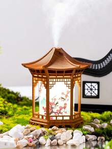 中国亭造型超声波加湿器 - USB供电空气加湿器，现代亚洲风格装饰夜灯，适用于家庭、办公室或冥想室 - 优雅的桌面或落地式设计，办公加湿器，时尚夜灯 - 彩色 - 查看 7