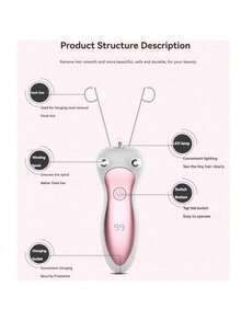 Women's Electric Facial Hair Remover, Beauty Painless Hair Removal Device For Body, Arms, LCD Display - Multicolor - View 7