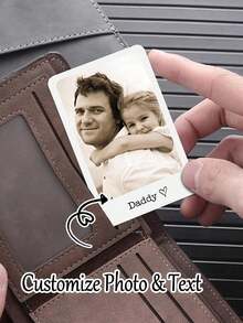 1pc Customizable Photo Wallet Card, Greeting Card, Personalized Photo Wallet Insert Card, Anniversary Photo Greeting Card, Photo Love Letter Card, Customizable Photo And Personalized Text, Wallet Accessory, Fashion, Valentine's Day Gift, Anniversary Gift, Christmas Gift, Birthday Gift, Wedding Gift, Engagement Gift, Elegant Romantic, Couple Gift, Photo Love Letter Greeting Card - Multicolor - View 3