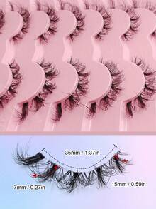 Asiteo 7 Pairs Dramatic Cat Eye Style False Eyelashes, Transparent Band Natural Soft Fluffy Faux Mink Lashes - Black - View 5