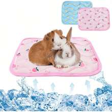 1pc Cute Fruit Pattern Pet Cooling Mat, Summer Ice Silk Breathable Anti-Slip Washable Pet Bed Mat, Essential For Small Animals Cats Dogs Rabbits, Indoor Outdoor Cage Liner - Multicolor - View 8