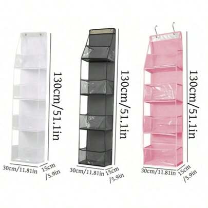 1 pieza Bolsa de almacenamiento colgante de 4 capas sobre la puerta, organizador de bolsa/juguetes multicapa para el hogar, bolsa de almacenamiento montada en la pared de PVC + tela no tejida para dormitorio, incluye ganchos de metal para colgar fácilmente