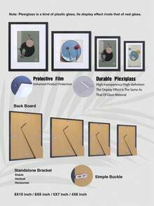 Bingkai Foto PVC Mewah Warna Hitam Matte Klasik – Kaca Akrilik Berkualitas Tinggi Tahan Pecah, Ukuran 4x6/5x7/8x8/8x10/11x14/12x16 Inci, Tersedia dalam Berbagai Ukuran untuk Dipasang di Dinding atau Diletakkan di Meja. Sempurna untuk Memperindah Dekorasi Rumah - MultiWarna - View 5