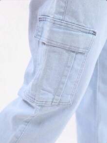 Men's Cargo Jeans With Elastic Waistband. - Baby Blue - View 6