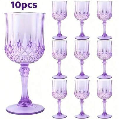 Purple Diamond Textured Champagne Flutes, Fashionable Argyle Pattern Cocktail Glasses, Essential For Weddings, Parties, Outdoor Picnics