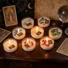 1支神秘塔罗牌天然水晶香薰蜡烛，禅茶香氛，四季皆宜，大豆蜡搭配水晶能量石，禅茶香气增强占卜效果 - 1PC - 查看 2
