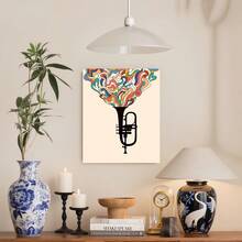 Framed One Piece Of Small Art Poster - Music-Themed Wall Decor, Canvas For Home Office, Living Room, Or Bedroom - Decorative Artwork In Modern And Retro Styles - Ink Medium Wall Art - Framed - 查看 4