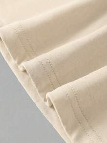 休闲优雅短袖圆领上衣，适合日常穿着、通勤、外出、春夏穿着。 - 杏色 - 查看 9