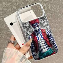 Personaje de demonio de anime con cabello rojo y tatuajes. Esta elegante funda es compatible con iPhone 17, 16, 15, 14 Pro Max, 13, 12, 11, XR y XS Plus. Fabricada en TPU flexible, resistente a golpes y arañazos, ofrece una excelente protección contra caídas y un agarre cómodo. Es un regalo ideal para familiares, amigos y seres queridos, y una opción perfecta para festivales. - Plateado - Ver 4