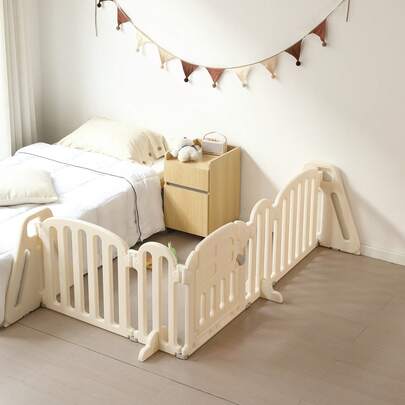 LYHO ベビーゲート 置くだけ ベビーサークル 扉付き 自立式 キッズパーテーション 安全 倒れない ドアロック 変形可能 ベビーガード アレンジ自由自在 一直線 L字 コ字 簡単設置 リビング 赤ちゃん 仕切り ベビーフェンス テレビガード 育児