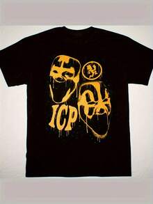 Men's  ICP Graphic T-Shirt - Retro Party Style With Flared Hem (S-5XL) | Iconic Clown Print In Black/Yellow/White | Casual & Themed Outfits | Machine-Washable Cotton Crew Neck Tee, PLUS SIZE Fashionable And Minimalist,  And Cool, Millennium Themed, 100% Pure Cotton T-Shirt - 木炭 - 查看 1