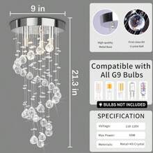 Lámpara de techo rectangular de vidrio para sala de estar 8 luces modernas de montaje empotrado lámpara colgante para a de cocina comedor clóset decoración de boda-0003 - Plateado 3 luces-altura 22" - Ver 2