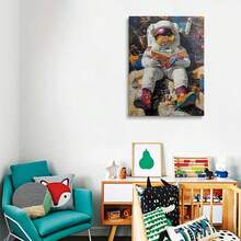One Framed, Colorful Rainbow Sneaker Astronaut Canvas Wall Mural, Full Of , A Space-Themed Reading Book Wall Decoration Artwork, Surreal Pop Art Style, Poster Painting, Home Decoration, Best Gift, Suitable For Boys' Rooms, Teenagers' Bedrooms, Unique Decoration, Wall Decoration For Stairwells, Living Rooms, Dining Rooms, Classrooms, Bathrooms, Studies, Apartments, Dormitories, Kitchens, Offices, Cafes, Hotels, Studios, Bars, Dressing Rooms, Hallways, Galleries, Etc.; Wall Painting, Room Pictures, Room Decoration Aesthetics Products. - 太空人 - 查看 4