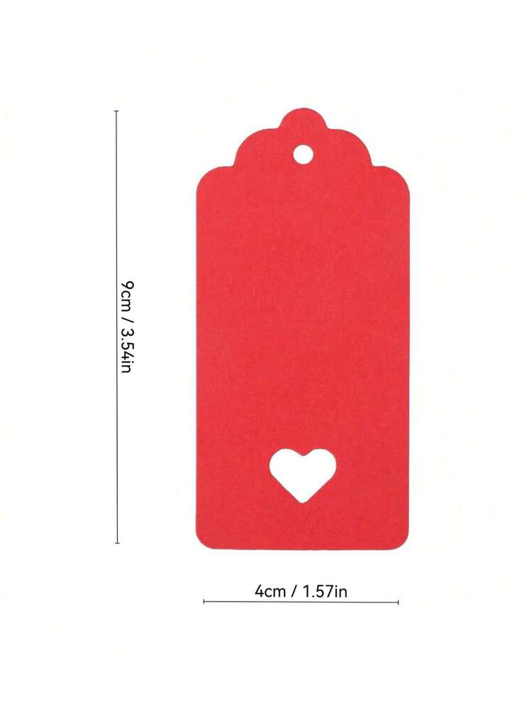 50/100 Stück rosa Cut Out Herz Hochzeitsfavoritenetiketten mit Schnüren, einfarbige Geschenkanhänger, rote Papiertags geeignet für Hochzeit und Geburtstagsfest Süßigkeiten - Pink - Übersicht 3