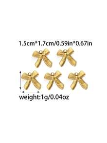 3件/包 304不锈钢罗纹领结设计配件，优雅时尚的DIY吊坠 - 蝴蝶結配件 - 查看 4