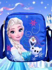 Frozen Cartoon Print Fashion Backpack, Cute Canvas Shoulder Handbag, Travel & Work Tote, Phone & Cosmetic Pouch - Multicolor - View 8