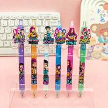 5件套魔女猎人魔法阵动漫周边：可伸缩圆珠笔 - 卡通风格时尚吊坠圆珠笔 | 黑色笔，适合学生考试，也可作为礼物送给同学、朋友或派对礼品（款式随机） - A - 查看 6