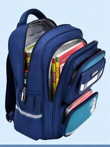 3-8 Years Old Unisex Student Backpack, Fashionable And Style, Adjustable Shoulder Straps And Zipper Closure, Adjustable Chest Clip To Prevent Shoulder Strap Slippage - Bag - View 6