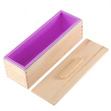1个长方形硅胶皂模，带木盖和收纳盒，手工皂DIY工艺品和礼品制作硅胶皂模 - 多色 - 查看 9