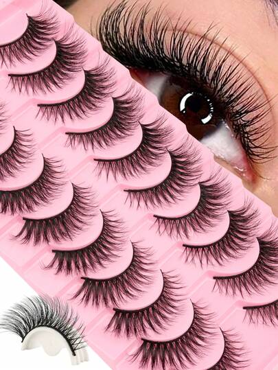 混合款式3D水貂毛效果假睫毛多包装，蓬松轻盈，可重复使用，柔软轻便，易于佩戴，适合新手，适合所有眼型，持久不脱妆，完美适用于日常、派对、婚礼和约会等场合。