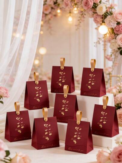 10个装玫瑰花礼盒，可重复使用 - 适用于化妆品、节日、婚礼、糖果、巧克力、小礼物、香水 - 节日装饰、派对礼物，耐用礼品袋，适合情人节和新年庆祝活动，化妆品礼品袋的最佳选择