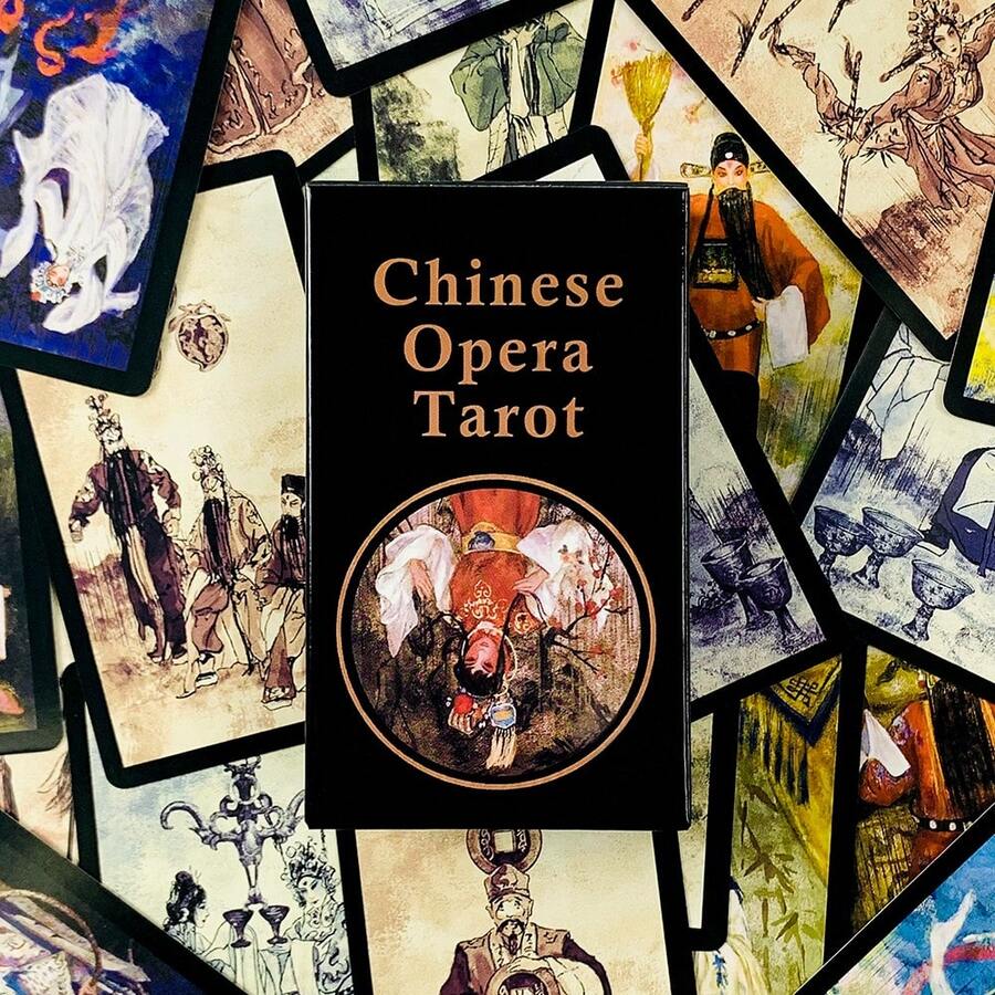 Peking Opera Tarot Cards With Black Borders, Based On The Waite System, 78 Cards, Suitable For Collectors And Diviners, 10.3*6cm - Multicolor - View 1