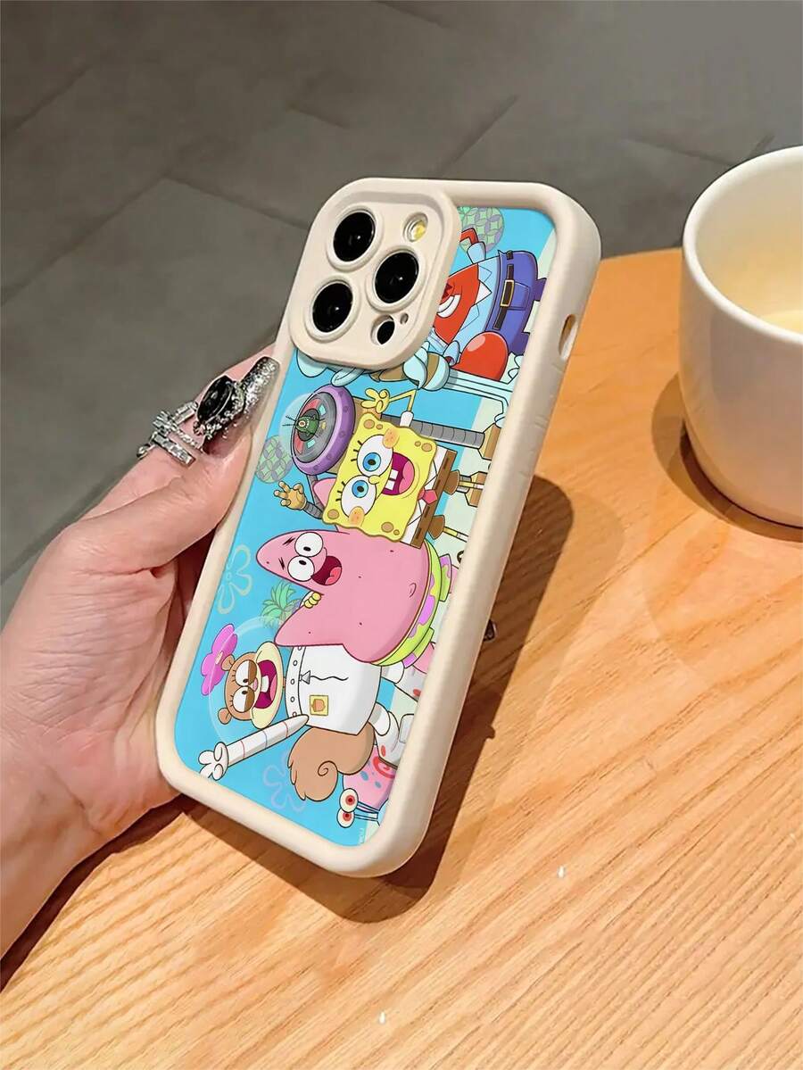 SPONGEBOB 1 pieza Funda de teléfono a prueba de golpes con diseño de la familia de Bob Esponja, estilo de dibujos animados, compatible con Samsung/Apple 17/16/15/14/13/12/11Pro Max/12Pro/14Plus y otros modelos - Multicolor - Ver 1